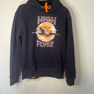 Gage “High Flyer” Dark Navy Hooded Sweatshirt with Airplane Pot Leaves Thick